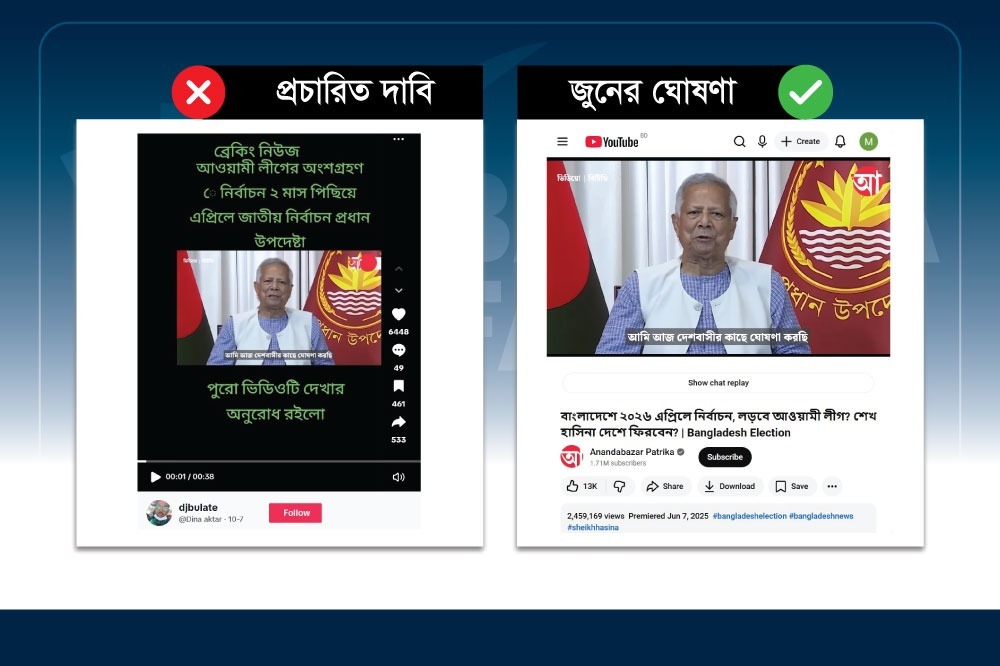 প্রধান উপদেষ্টা জাতীয় নির্বাচন দুই মাস পেছানোর ঘোষণা দেননি